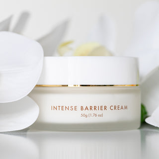 Intense Barrier Cream with orchid background 