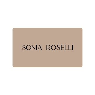 Tan Sonia Roselli gift card on white background