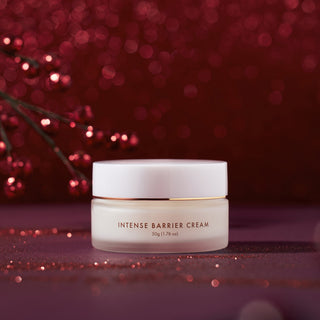 Intense Barrier Cream on Red Holiday Background