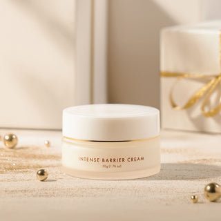 Intense Barrier Cream on White Holiday Background