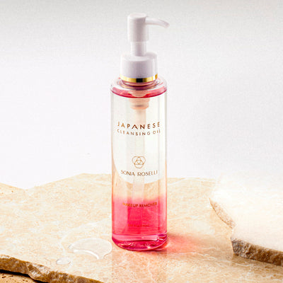 japanese cleansing oil on stone surface