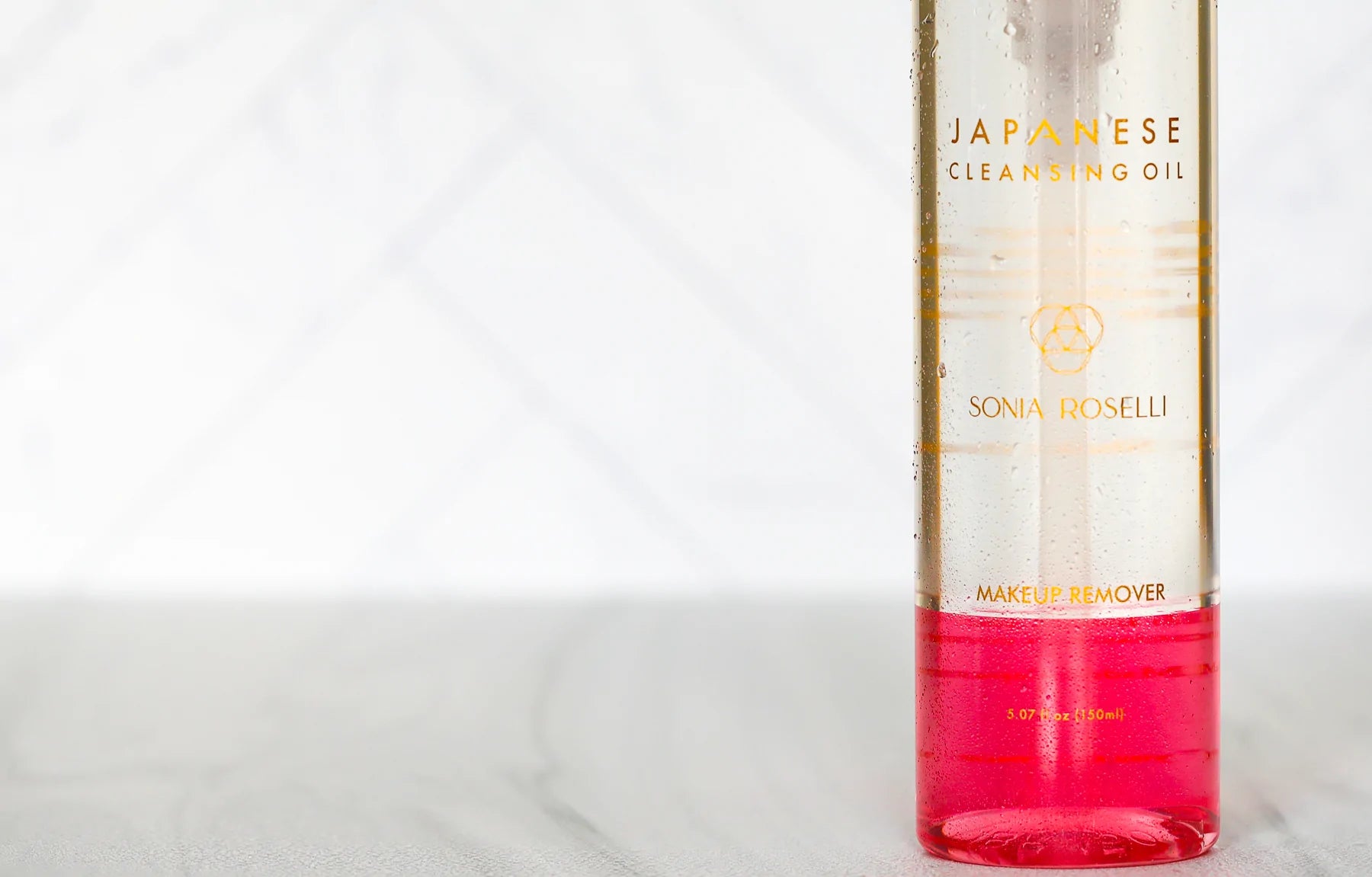 A close up of a bottle of facial cleanser, Japanese Cleansing Oil.