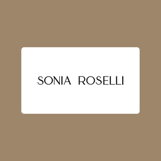 White Sonia Roselli gift card on tan background