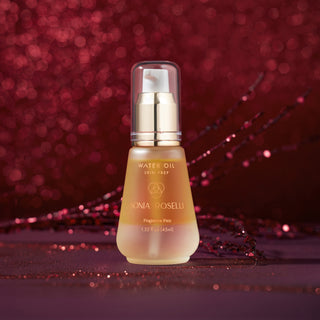 Water Oil on Red Holiday Background 