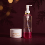 japanese cleansing oil and water balm holiday background