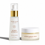 water elixir and intense barrier cream on white background