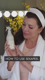 Cover image of woman showing how to easily use Sonia Roselli Sexapeel Spray for smooth skin