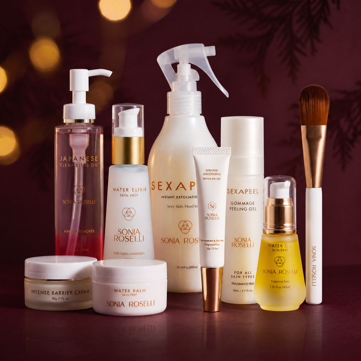 pro skincare makeup kit holiday background