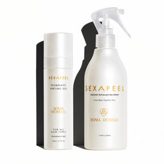 sexapeel_face_and_body_exfoliation_kit om white background