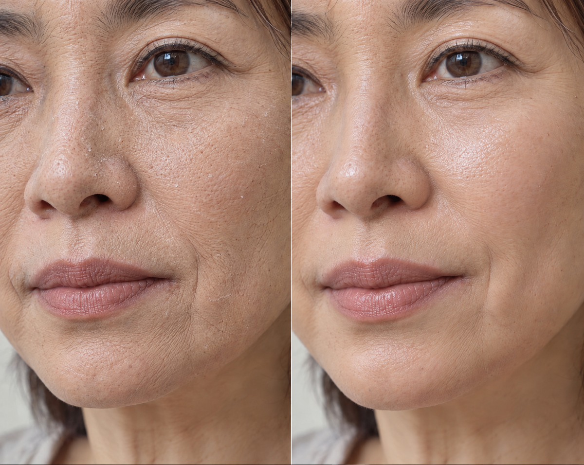 before and after dry skin hydrated skin