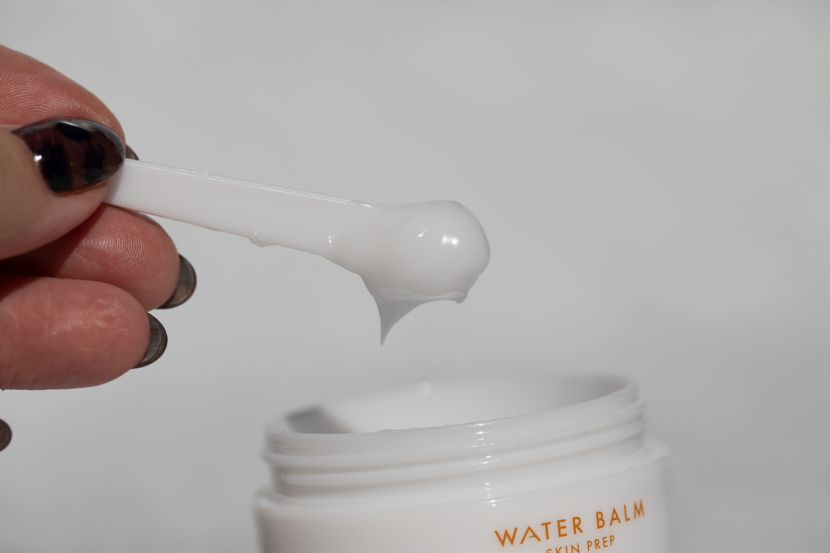 water balm on spatula and how much to use for skin prep before makeup
