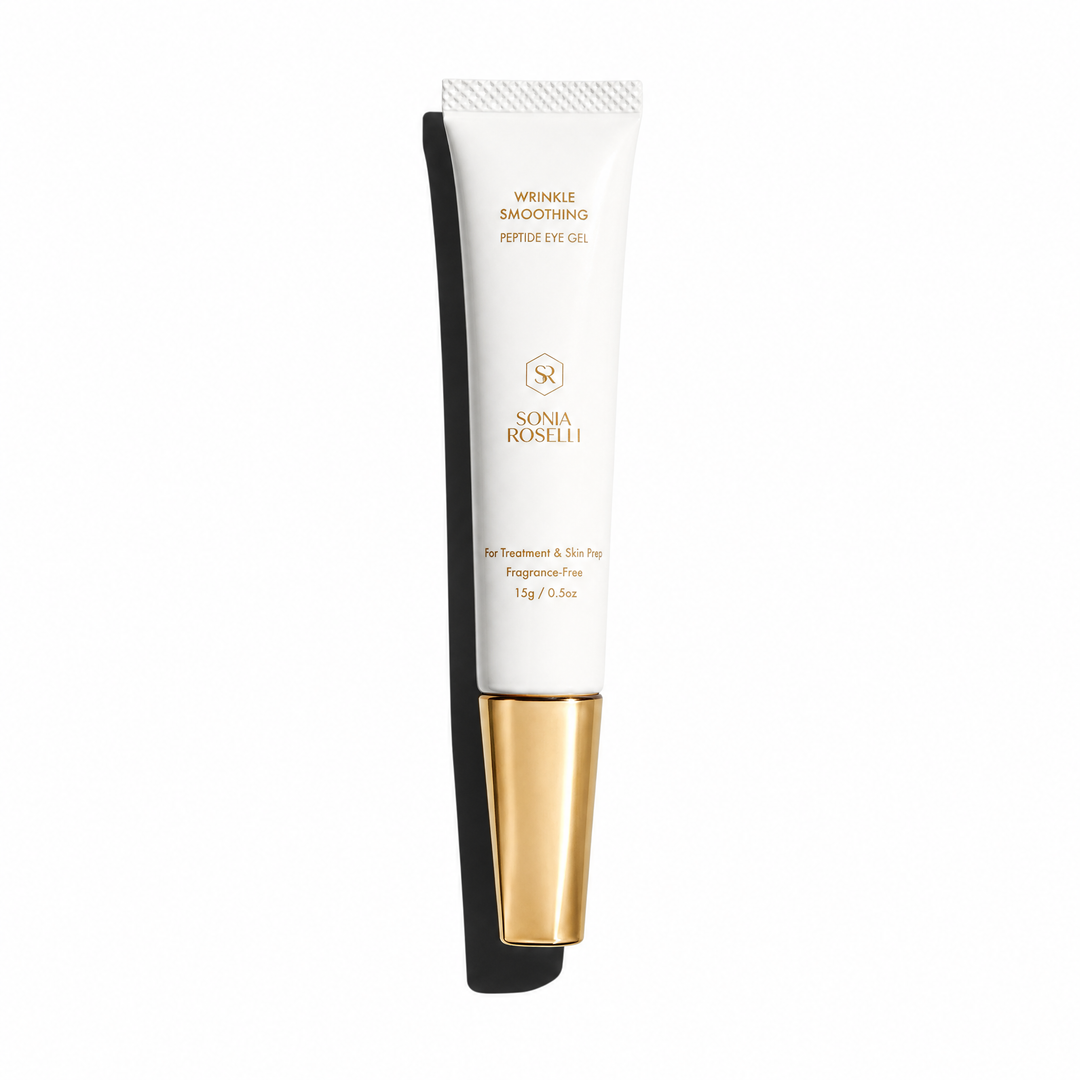 A white squeeze tube of Sima Roselli Wrinkle Smoothing Peptide Hyatt Gel with a metallic gold cap, shown against a solid white background with a soft shadow.