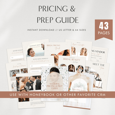 Pricing & prep guide, use with honeybook or other favorite CRM