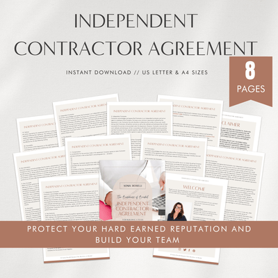 Independent contractor agreement, protect your hard earned reputation and build your team